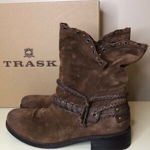 Sundance H.S. Trask Brown Suede Leather Naomi Low Boots size 9